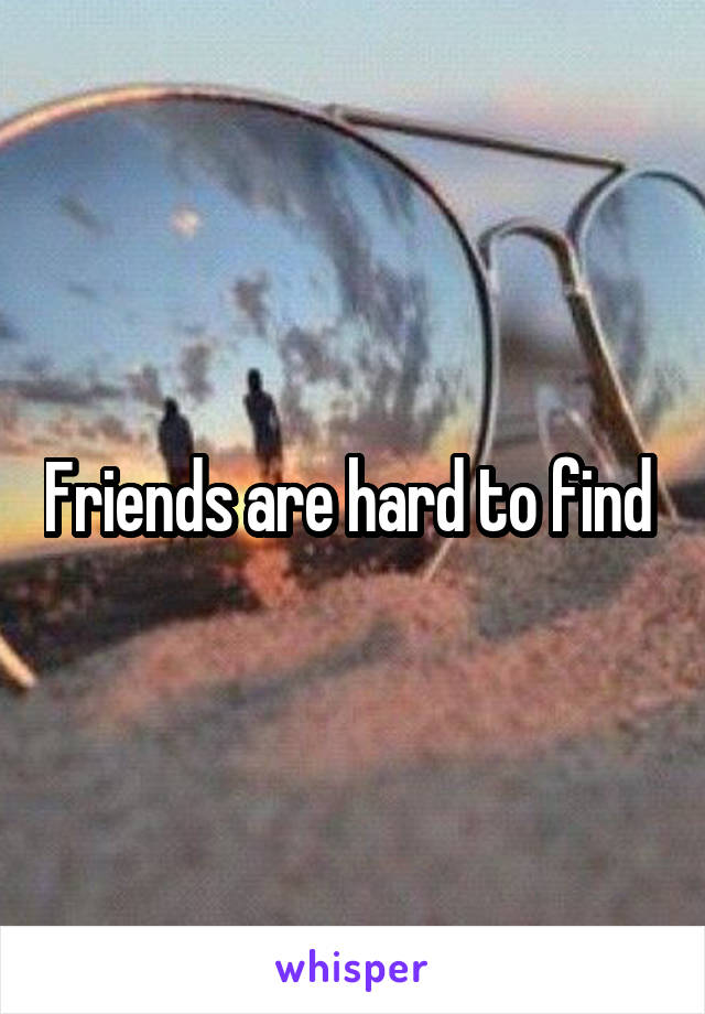Friends are hard to find 