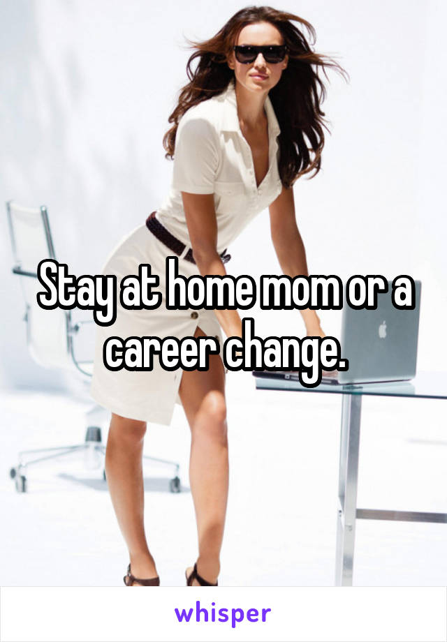 Stay at home mom or a career change.