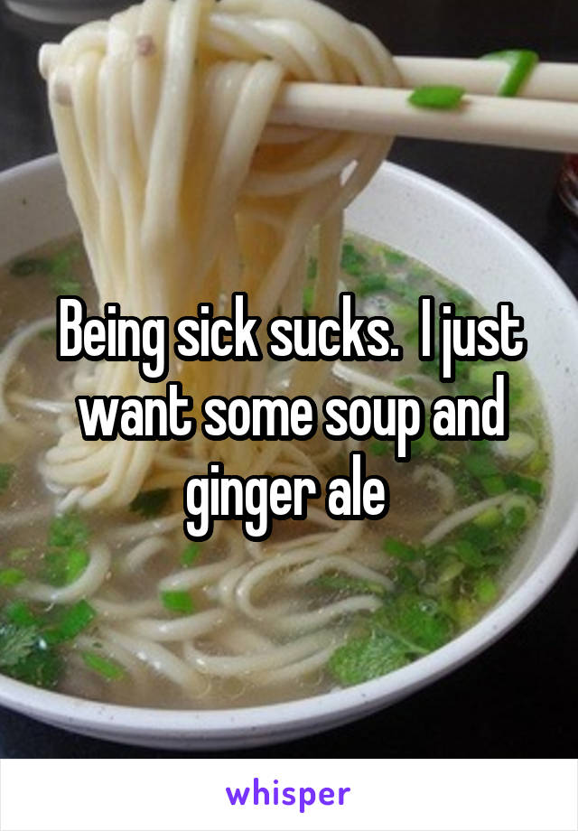 Being sick sucks.  I just want some soup and ginger ale 
