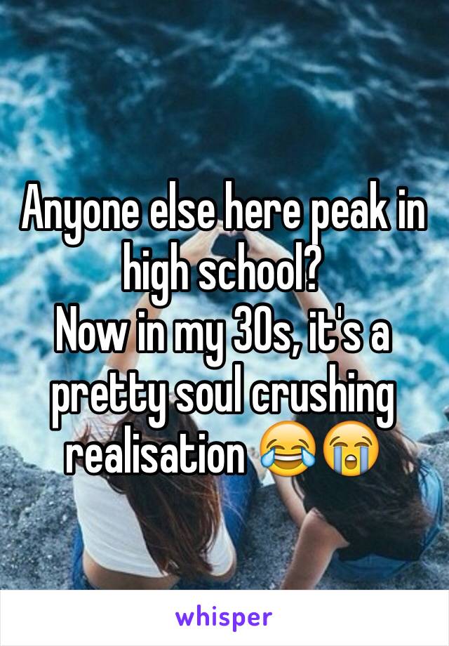 Anyone else here peak in high school?
Now in my 30s, it's a pretty soul crushing realisation 😂😭