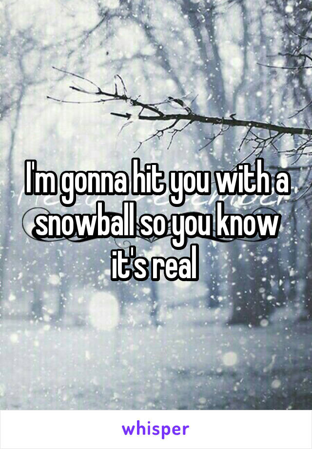 I'm gonna hit you with a snowball so you know it's real 