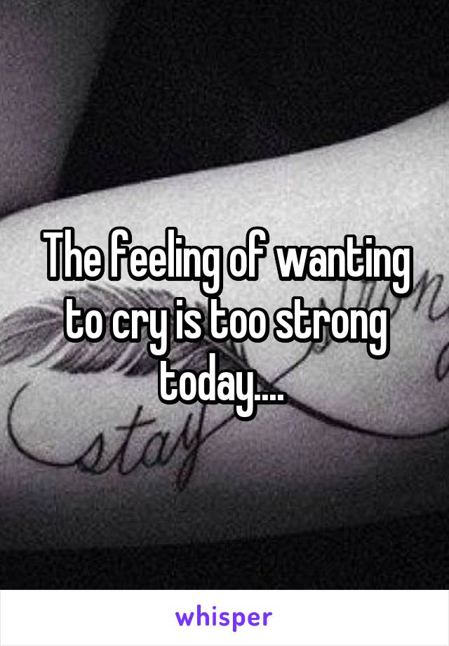 The feeling of wanting to cry is too strong today.... 