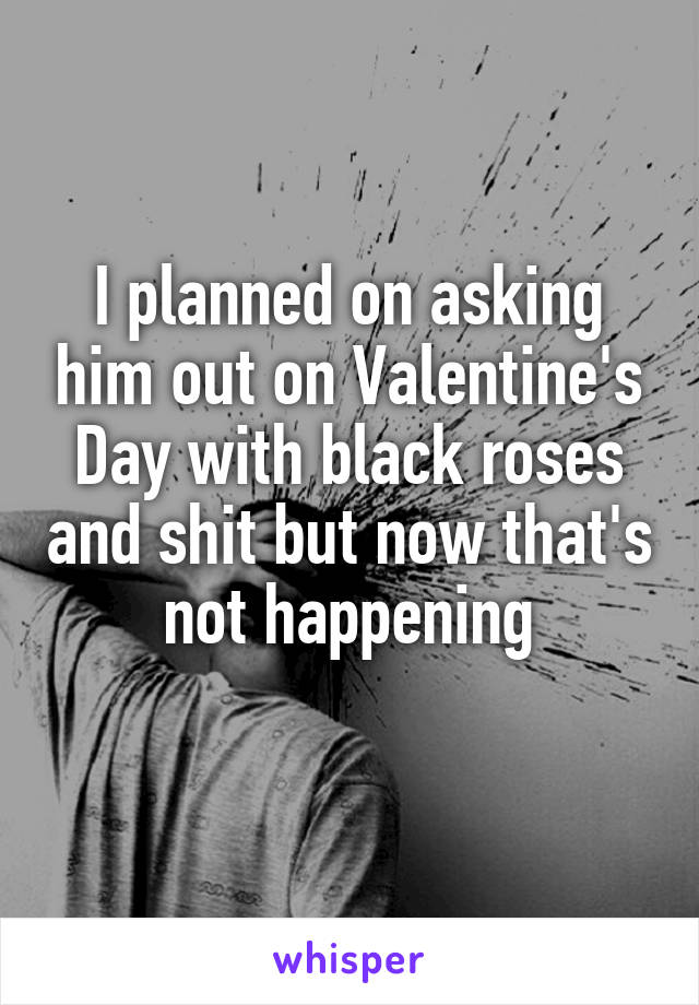 I planned on asking him out on Valentine's Day with black roses and shit but now that's not happening
