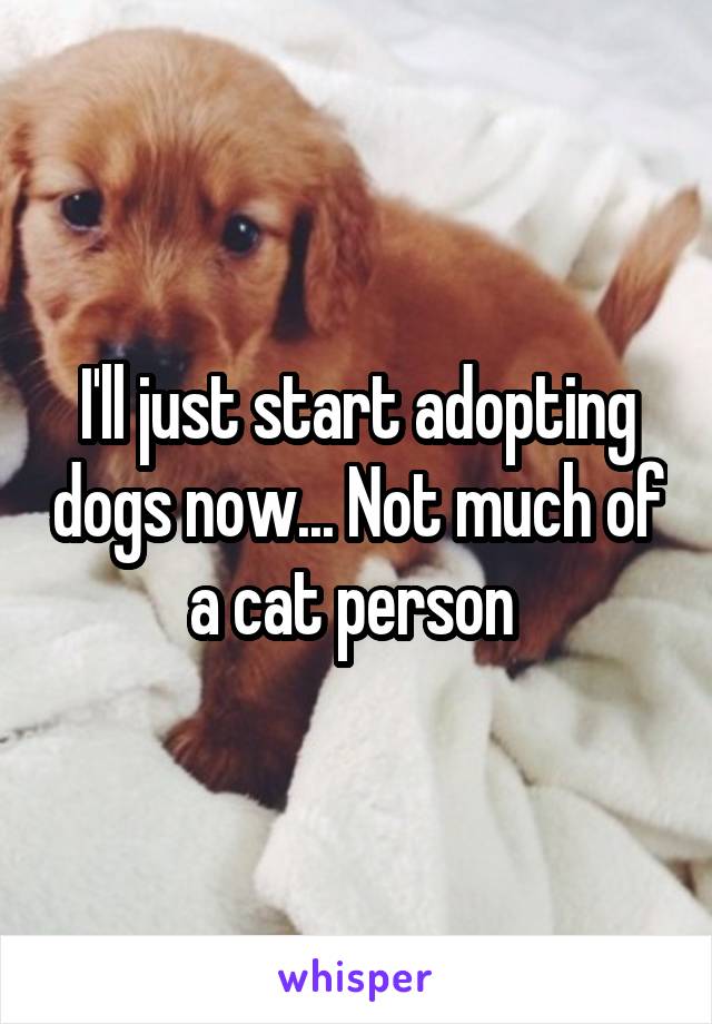 I'll just start adopting dogs now... Not much of a cat person 