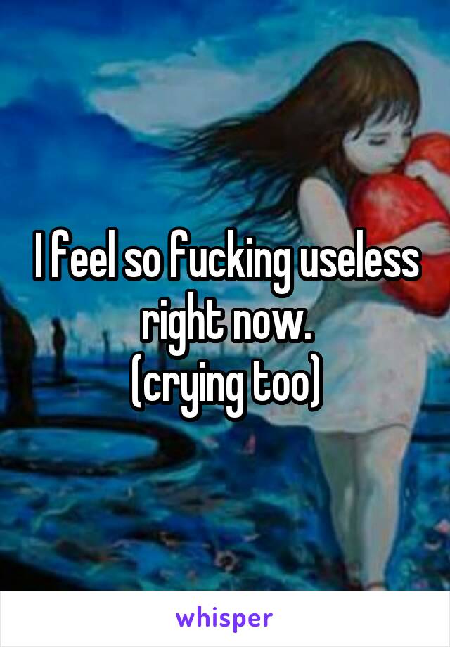I feel so fucking useless right now.
(crying too)