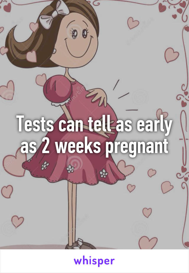 Tests can tell as early as 2 weeks pregnant