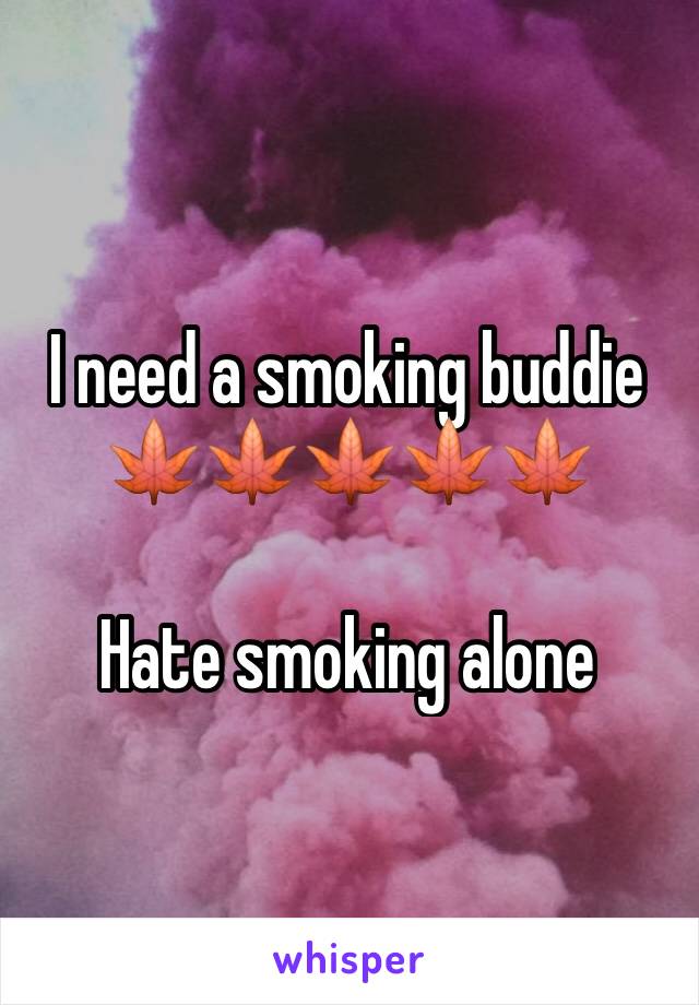 I need a smoking buddie 🍁🍁🍁🍁🍁

Hate smoking alone
