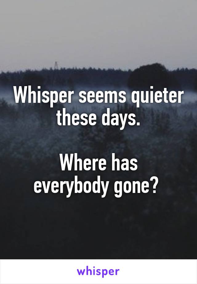 Whisper seems quieter these days.

Where has
everybody gone? 