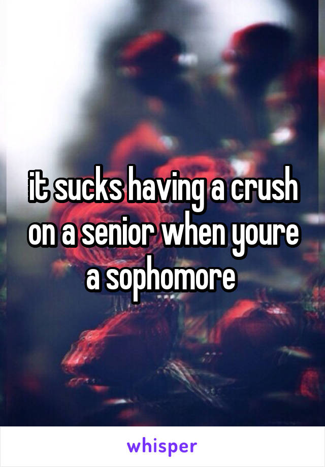 it sucks having a crush on a senior when youre a sophomore 