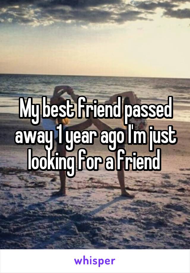 My best friend passed away 1 year ago I'm just looking for a friend 