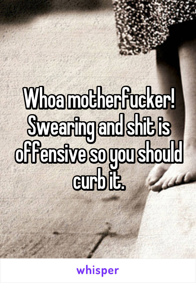 Whoa motherfucker!
Swearing and shit is offensive so you should curb it.