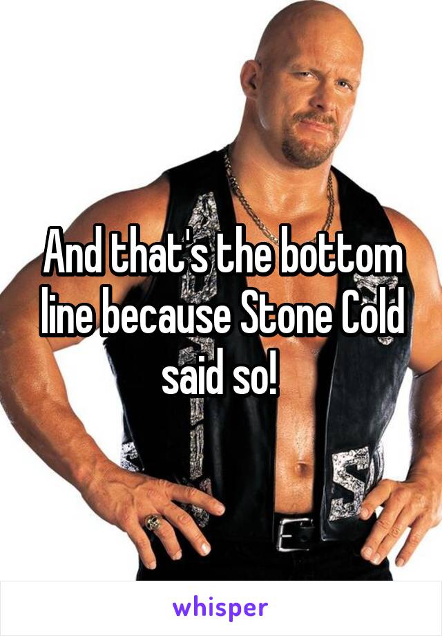And that's the bottom line because Stone Cold said so! 