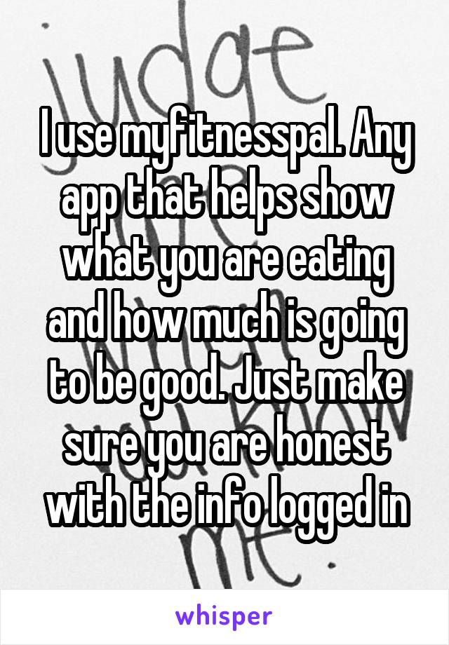 I use myfitnesspal. Any app that helps show what you are eating and how much is going to be good. Just make sure you are honest with the info logged in