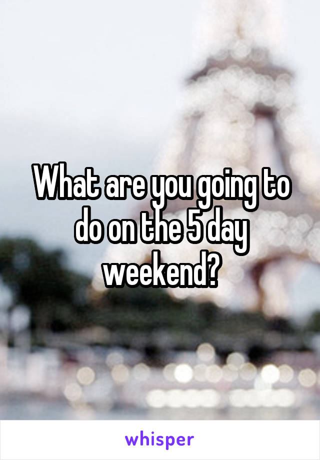 What are you going to do on the 5 day weekend?