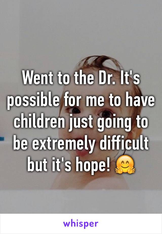 Went to the Dr. It's possible for me to have children just going to be extremely difficult but it's hope! 🤗