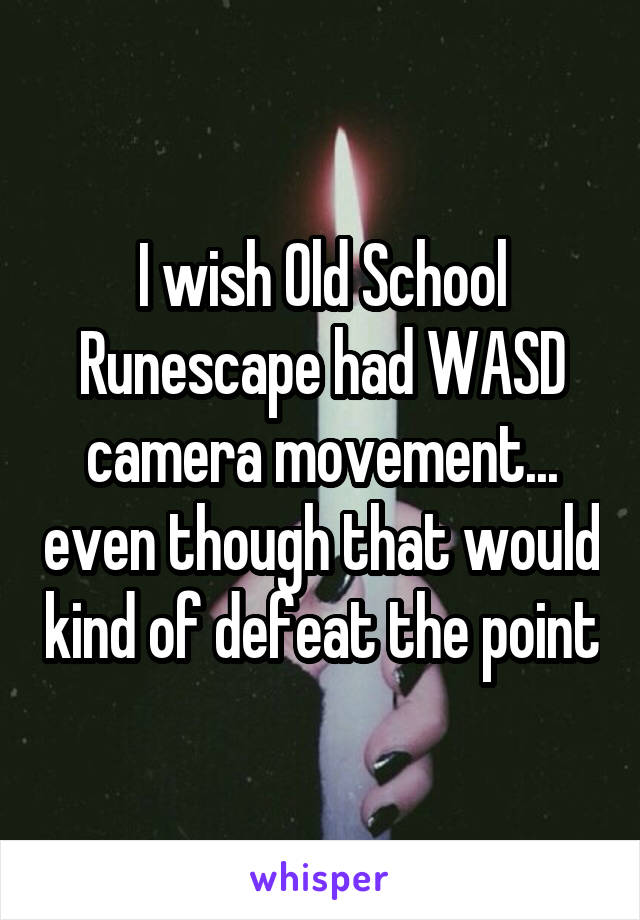 I wish Old School Runescape had WASD camera movement... even though that would kind of defeat the point