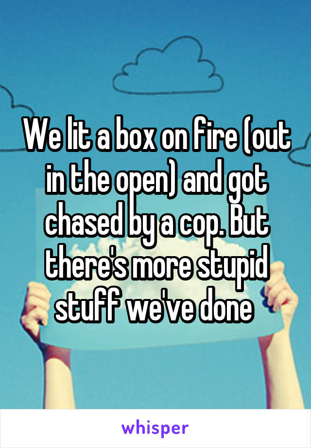 We lit a box on fire (out in the open) and got chased by a cop. But there's more stupid stuff we've done 