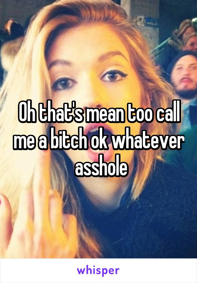 Oh that's mean too call me a bitch ok whatever  asshole