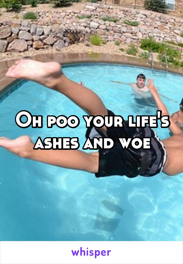 Oh poo your life's ashes and woe