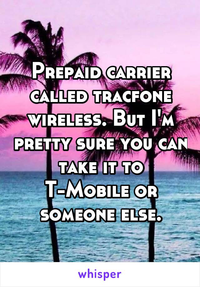 Prepaid carrier called tracfone wireless. But I'm pretty sure you can take it to T-Mobile or someone else.