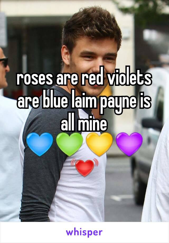 roses are red violets are blue laim payne is all mine 💙💚💛💜💓
