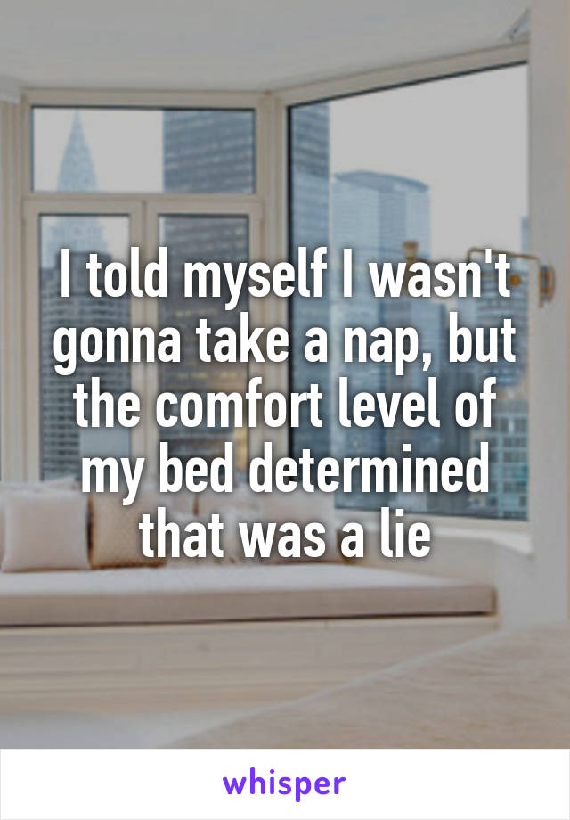 I told myself I wasn't gonna take a nap, but the comfort level of my bed determined that was a lie