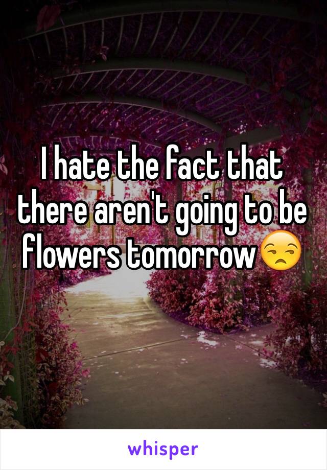 I hate the fact that there aren't going to be flowers tomorrow😒