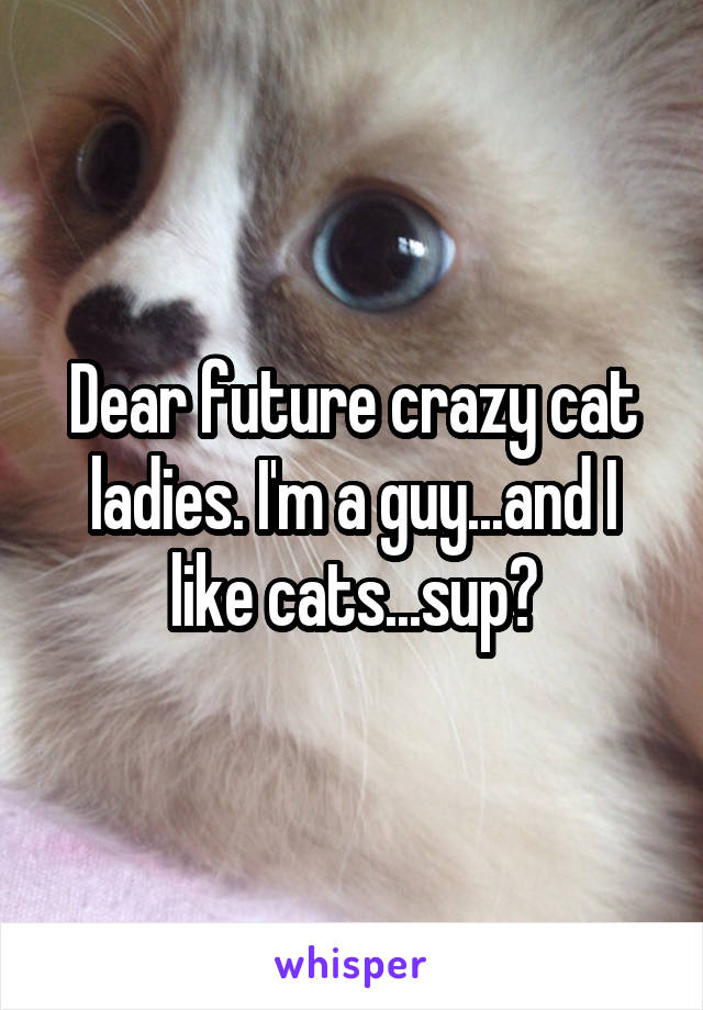 Dear future crazy cat ladies. I'm a guy...and I like cats...sup?