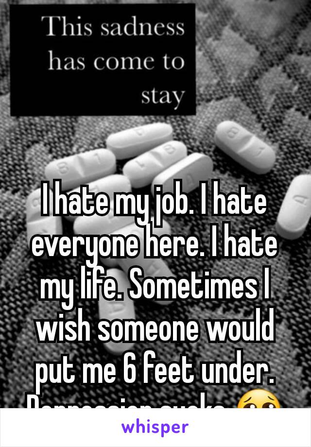 I hate my job. I hate everyone here. I hate my life. Sometimes I wish someone would put me 6 feet under. Depression sucks 😢