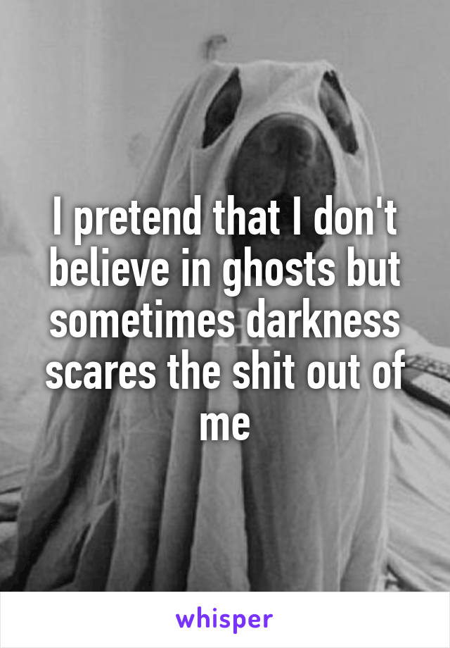 I pretend that I don't believe in ghosts but sometimes darkness scares the shit out of me