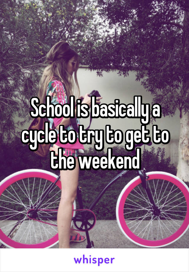 School is basically a cycle to try to get to the weekend