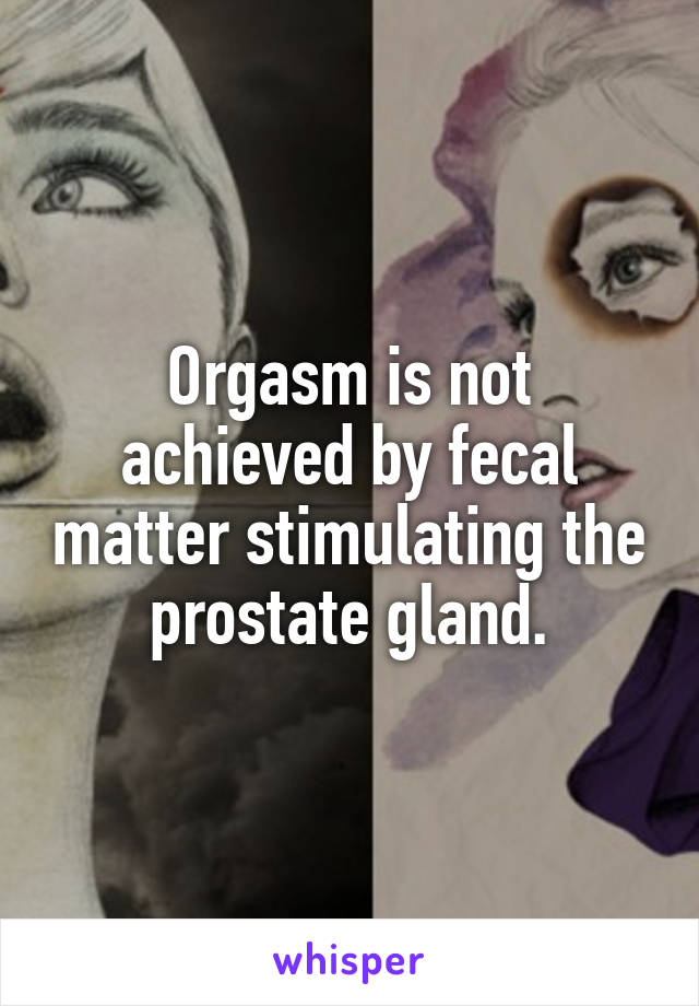 Orgasm is not achieved by fecal matter stimulating the prostate gland.