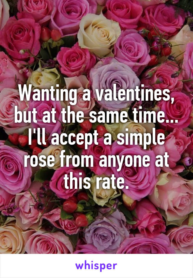 Wanting a valentines, but at the same time... I'll accept a simple rose from anyone at this rate.