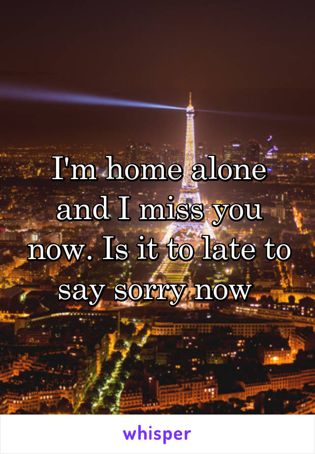 I'm home alone and I miss you now. Is it to late to say sorry now 
