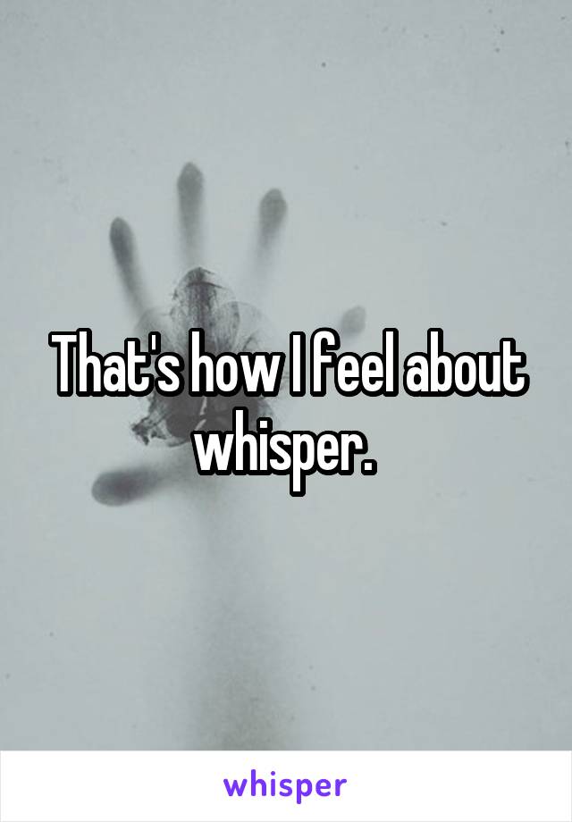 That's how I feel about whisper. 
