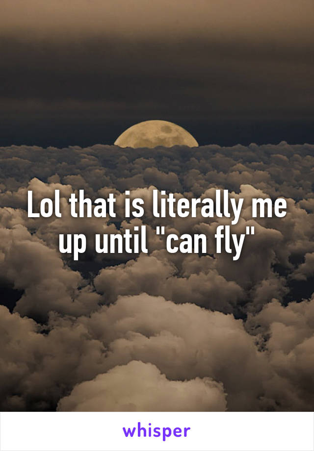 Lol that is literally me up until "can fly"