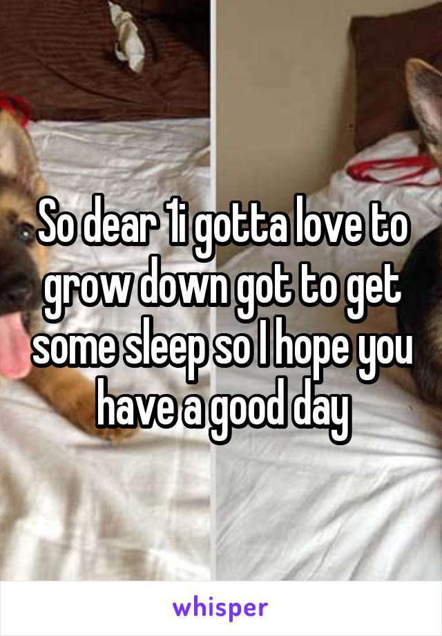 So dear 1i gotta love to grow down got to get some sleep so I hope you have a good day