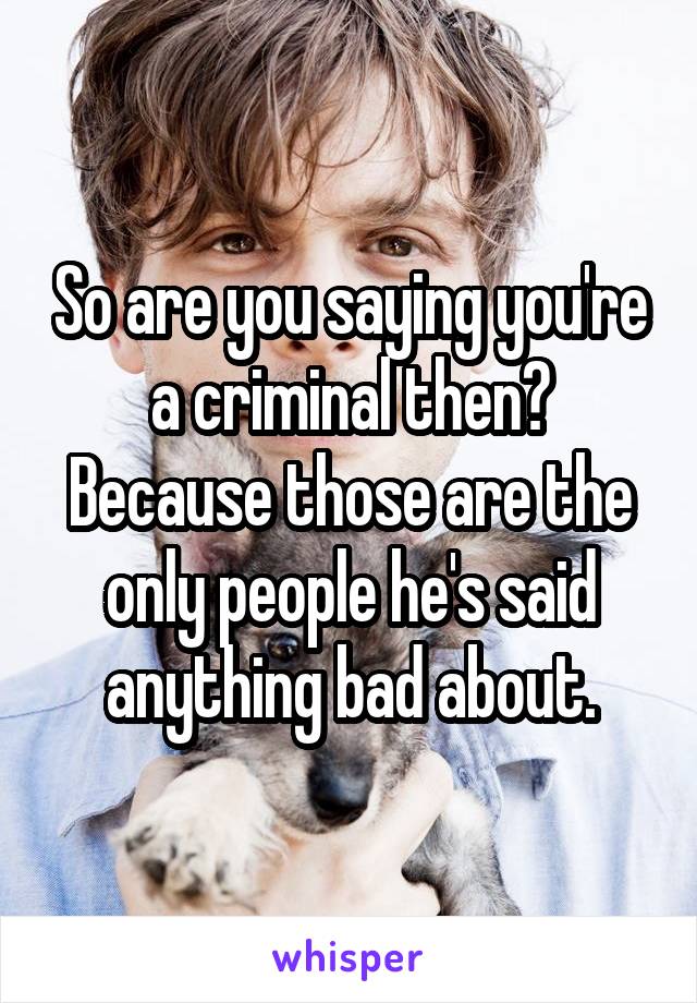 So are you saying you're a criminal then? Because those are the only people he's said anything bad about.