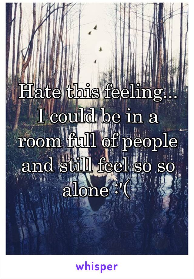 Hate this feeling... I could be in a room full of people and still feel so so alone :'( 