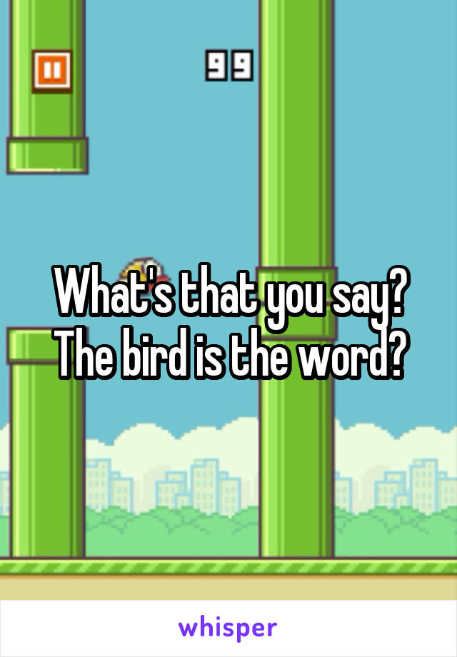 What's that you say?
The bird is the word?