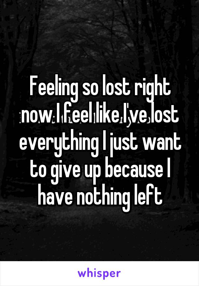 Feeling so lost right now I feel like I've lost everything I just want to give up because I have nothing left