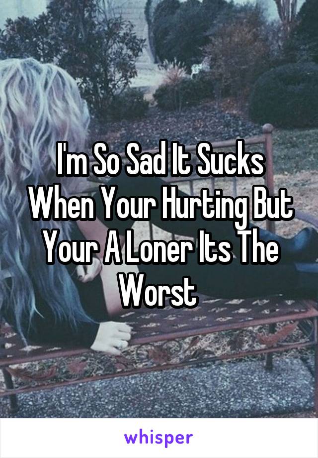 I'm So Sad It Sucks When Your Hurting But Your A Loner Its The Worst 