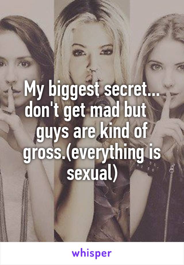 My biggest secret... don't get mad but    guys are kind of gross.(everything is sexual)