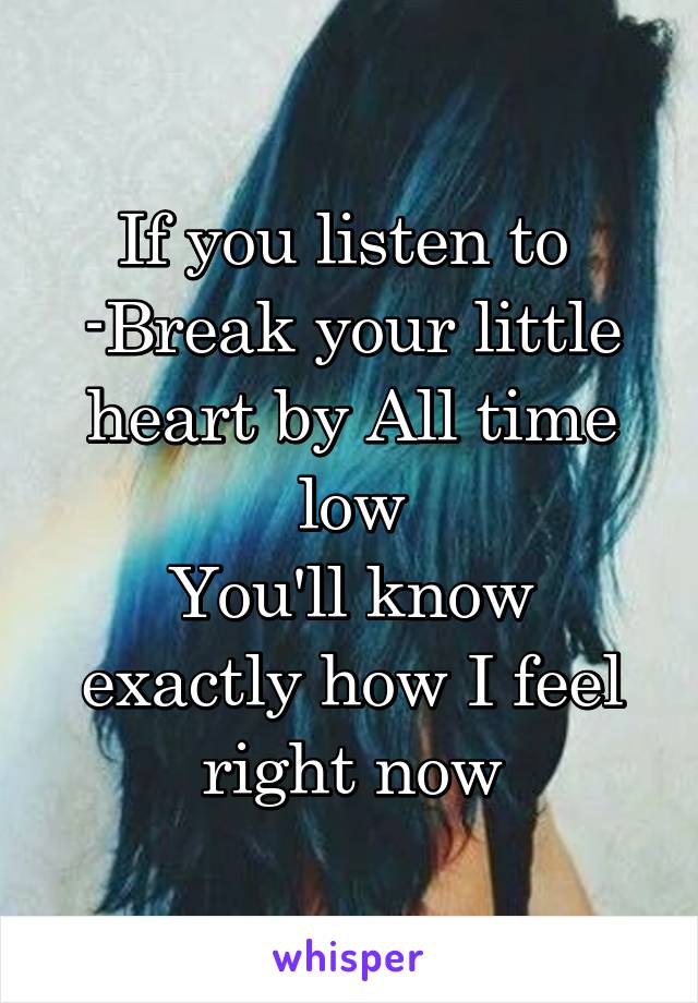 If you listen to 
-Break your little heart by All time low
You'll know exactly how I feel right now