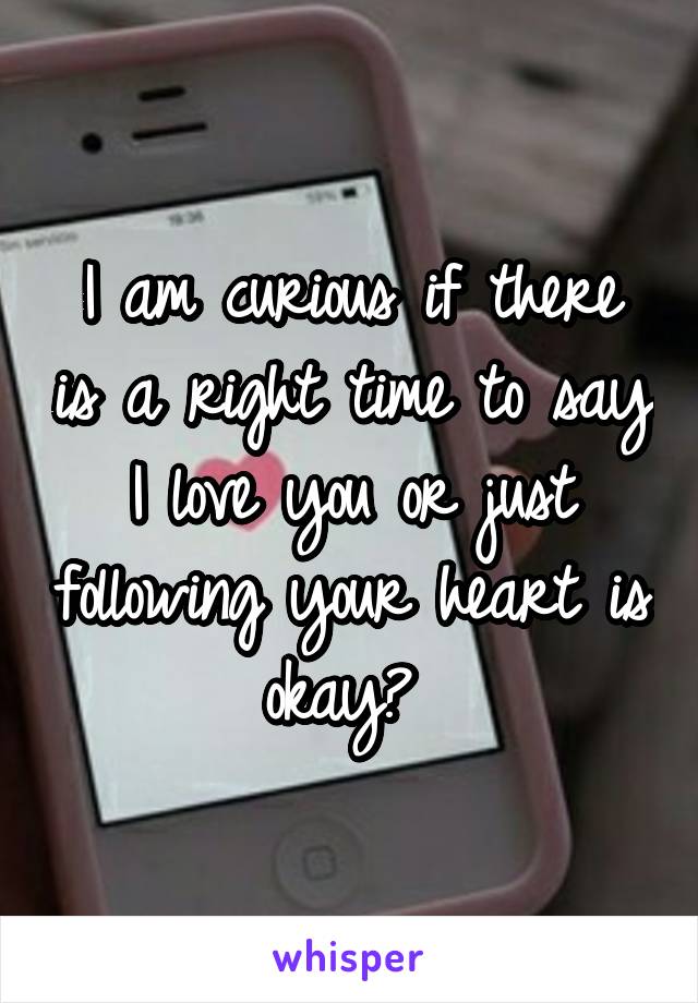 I am curious if there is a right time to say I love you or just following your heart is okay? 