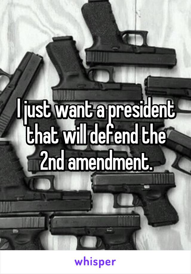I just want a president that will defend the 2nd amendment.