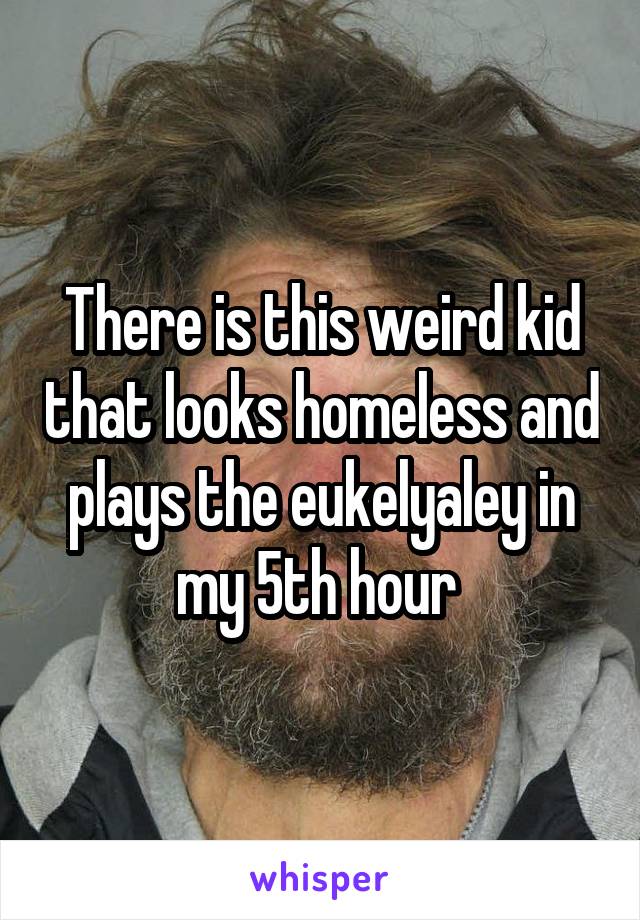 There is this weird kid that looks homeless and plays the eukelyaley in my 5th hour 