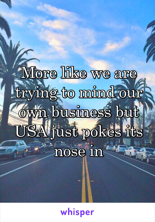 More like we are trying to mind our own business but USA just pokes its nose in