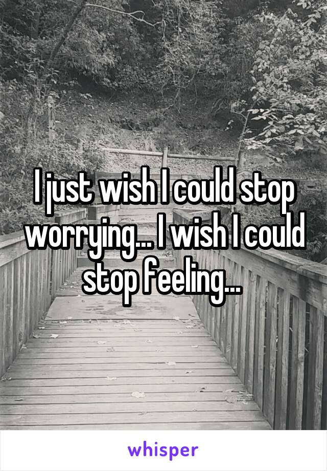 I just wish I could stop worrying... I wish I could stop feeling... 