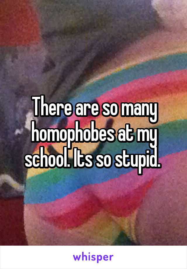 There are so many homophobes at my school. Its so stupid. 